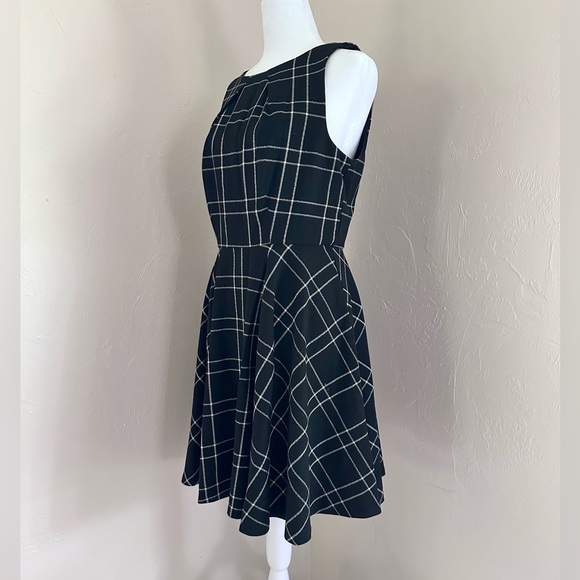 Elle Black Check Plaid Sleeveless Fit and Flare Dress - Picture 3 of 14